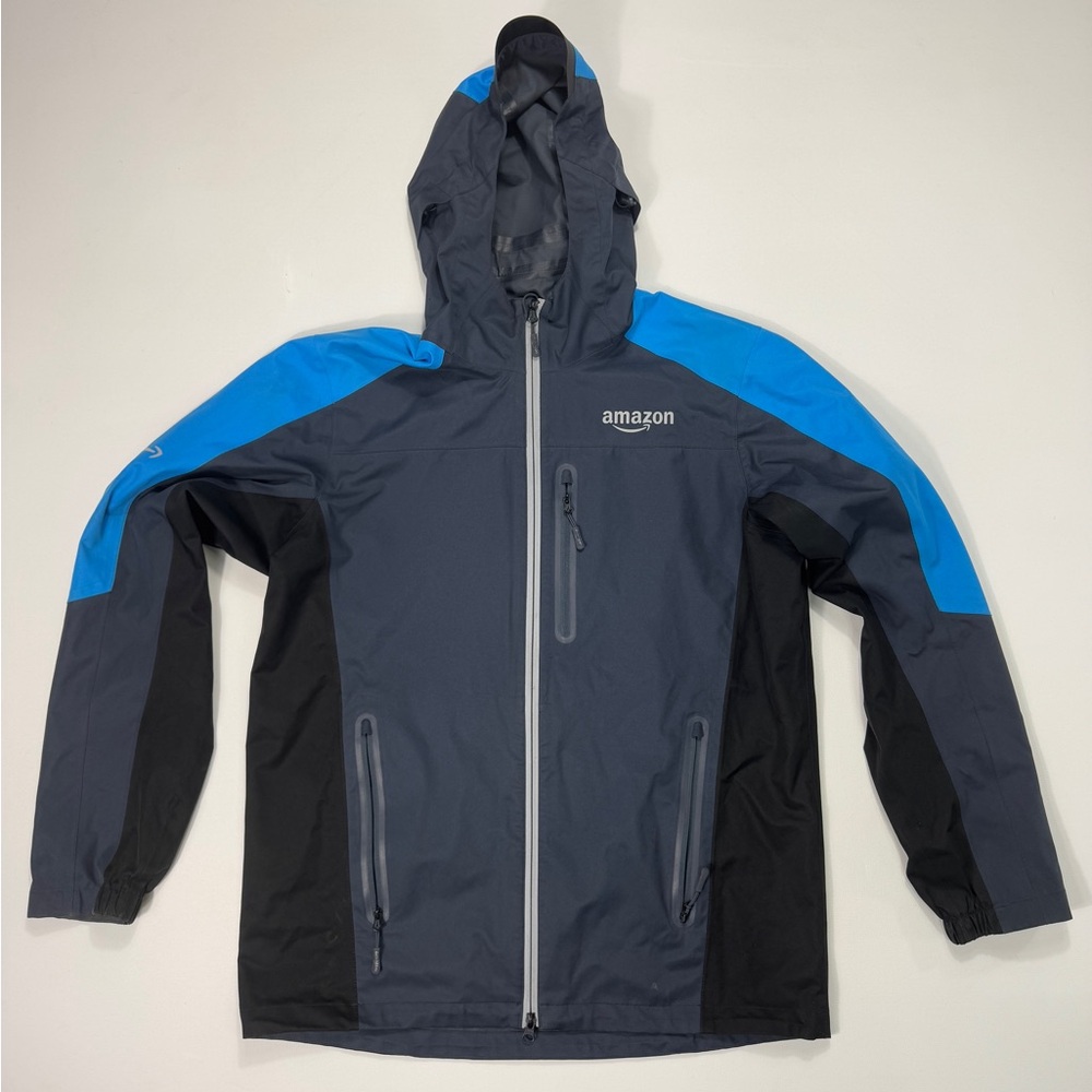 Amazon Prime Rain Shell Jacket Windbreaker Hood Reflective Men’s Medium employee